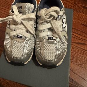 New Balance Kids' Metallic and White Sneakers